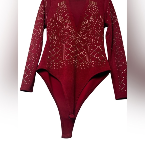 Agaci Embellished Red Bodysuit size large - Picture 10 of 11